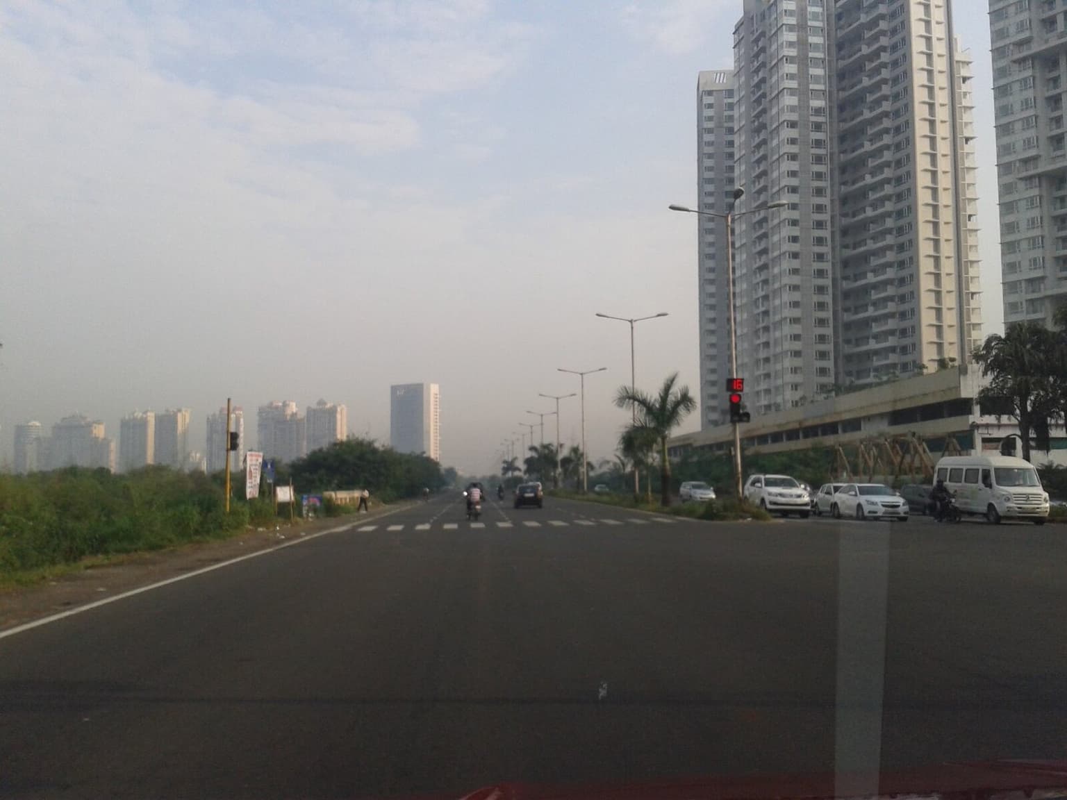 Palm Beach Road and residential towers in CBD Belapur, Navi Mumbai
