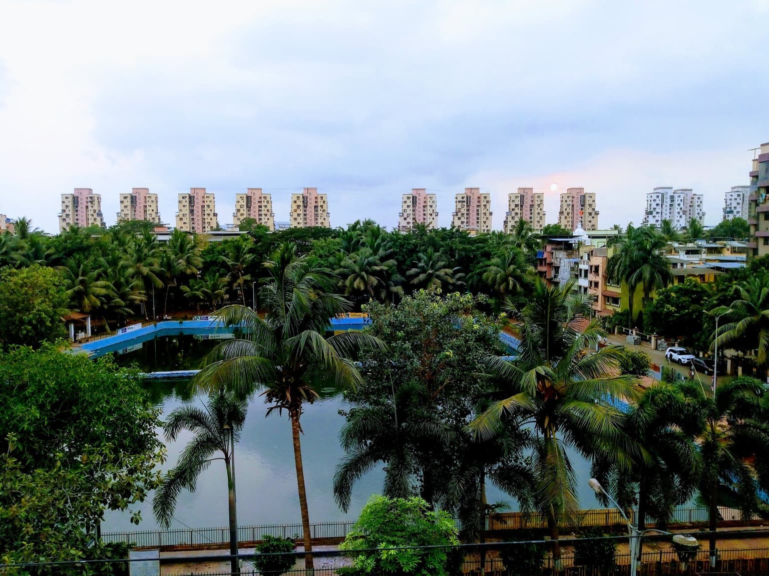 Nerul water pond, greenery and residential skyline in Navi Mumbai
