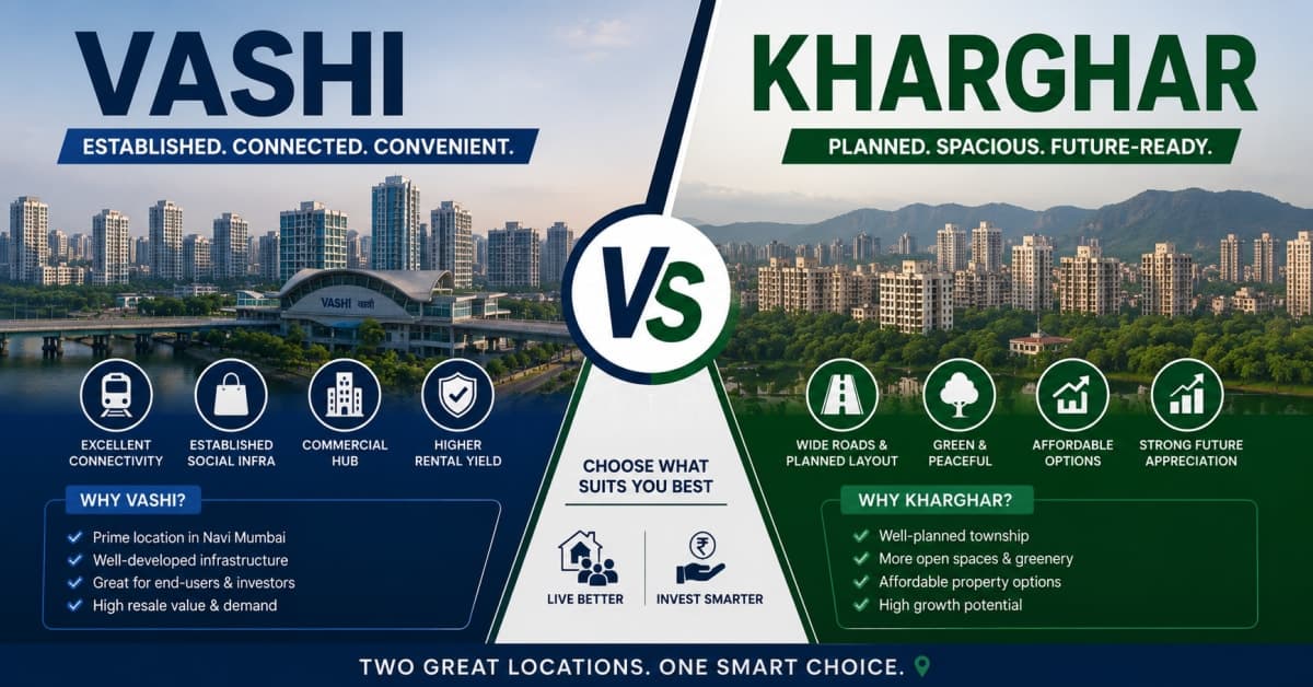 Vashi vs Kharghar: Which Location Is Better for Buying a Home in Navi Mumbai? | Navi Mumbai Property Market Insight