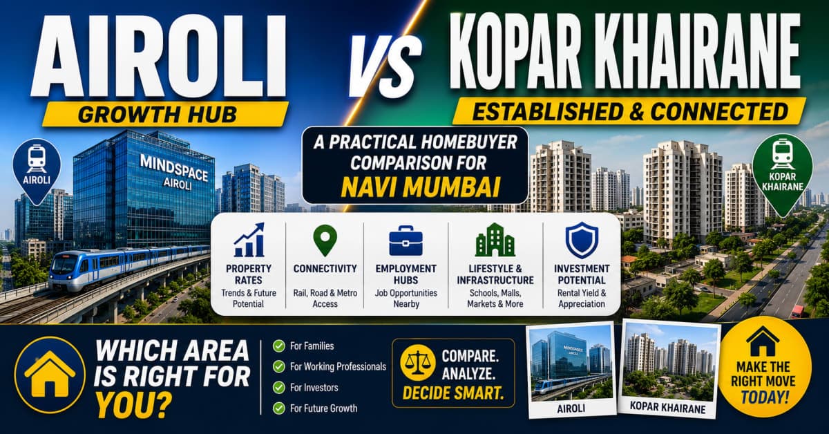 Airoli vs Kopar Khairane: A Practical Homebuyer Comparison for Navi Mumbai | Navi Mumbai Property Market Insight